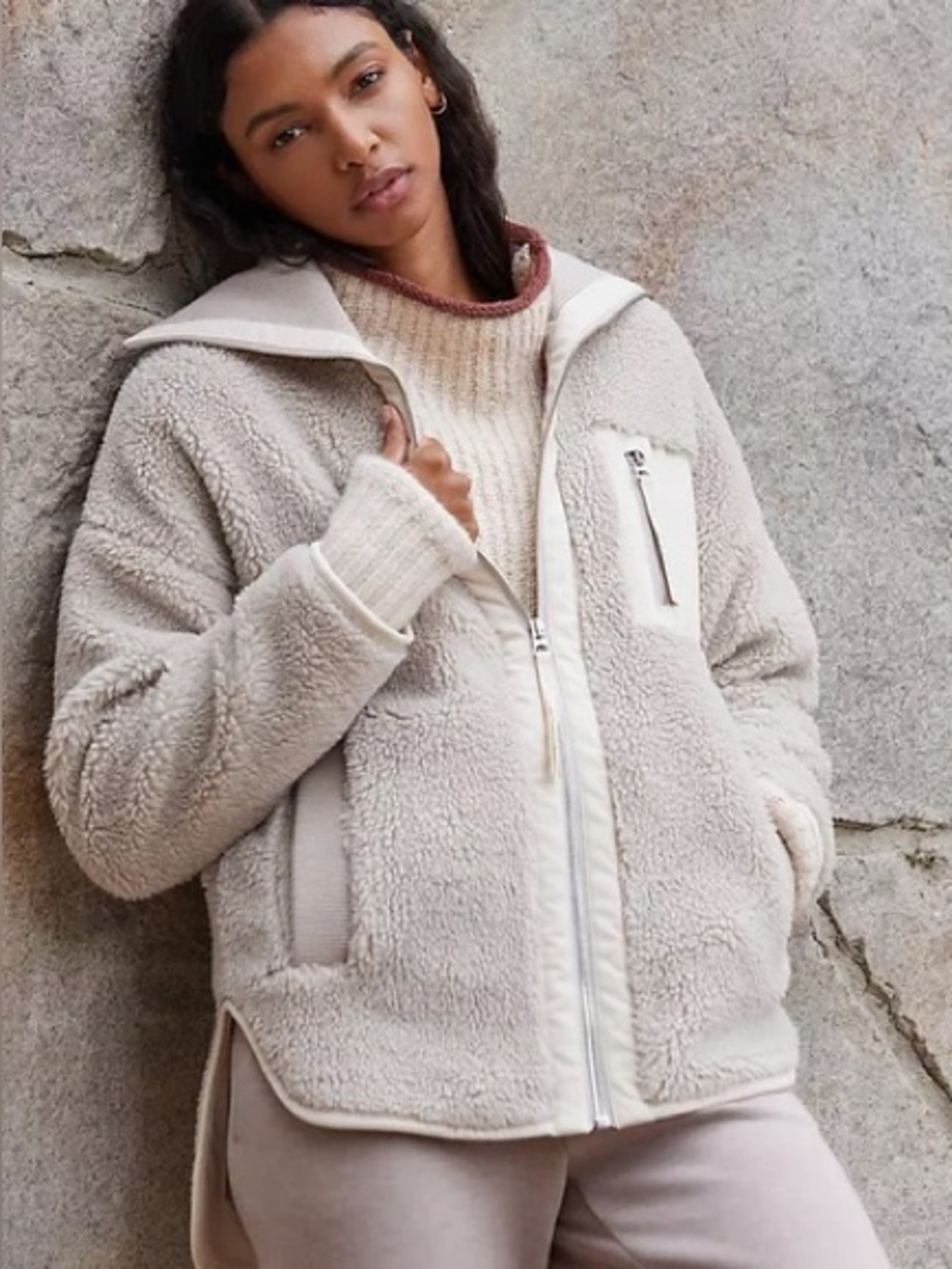 Varley Myla Zip-Through Jacket - Grey & Sand